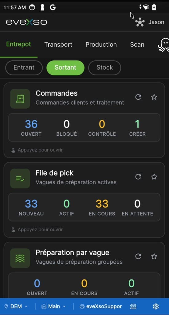 eveXso mobile app in French