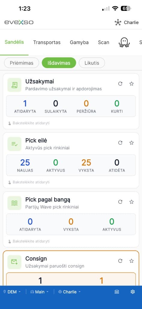 eveXso mobile app in Lithuanian