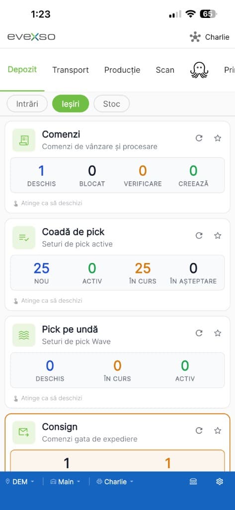 eveXso mobile app in Romanian