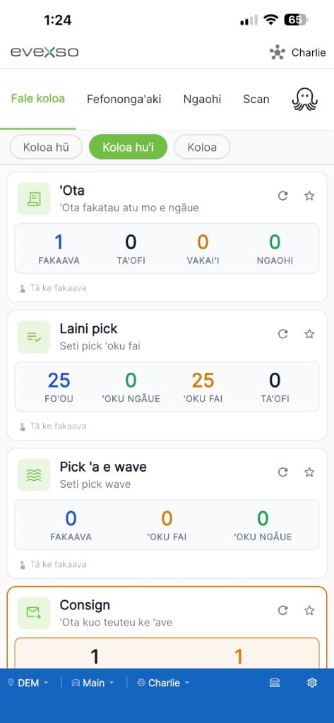 eveXso mobile app in Tongan